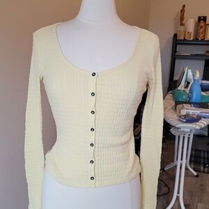 Mudd Cream Ribbed Knit Top